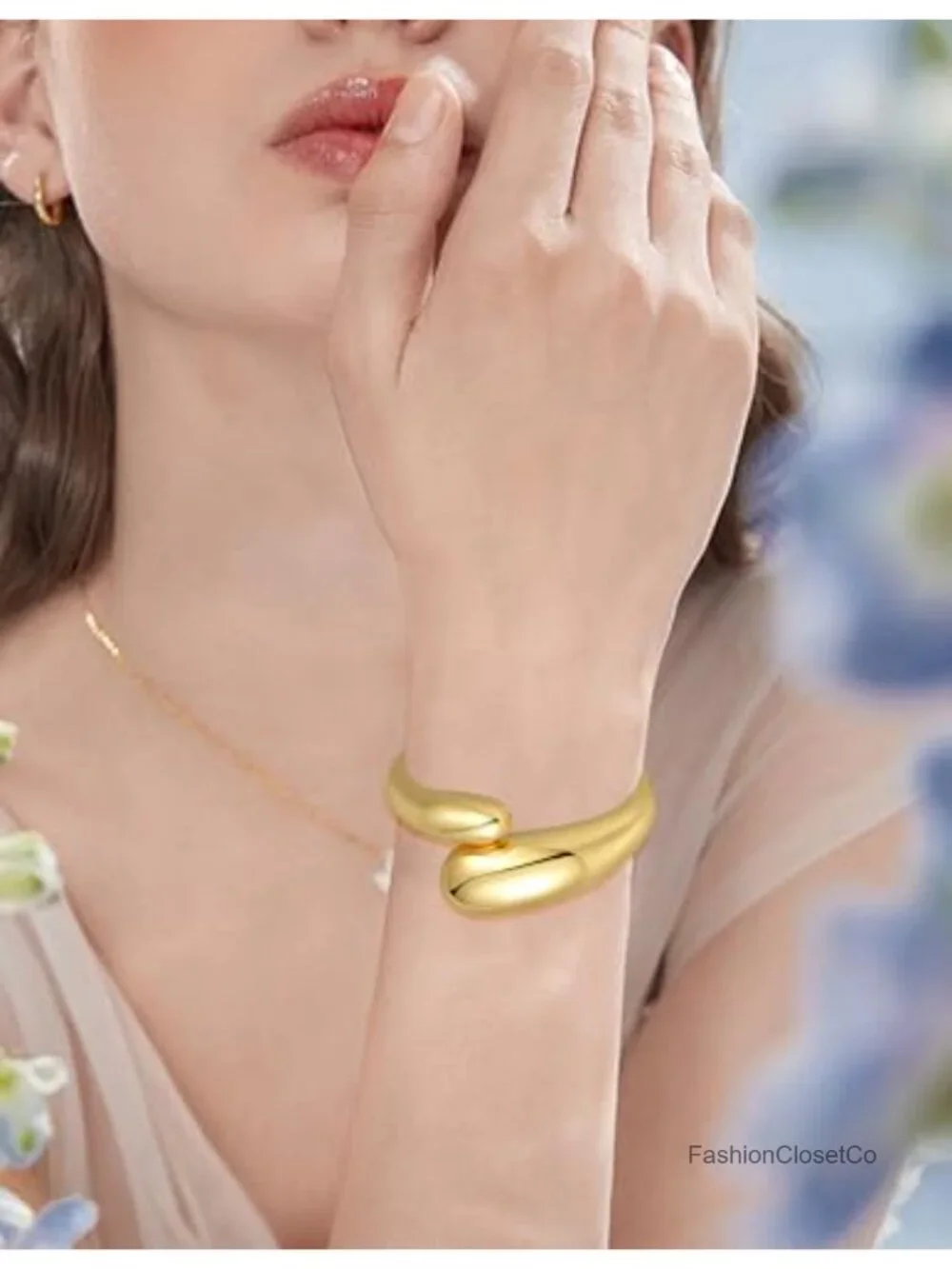Thick Hinged Cuff Bangle Bracelet Chunky Open Wide Oval Bangle